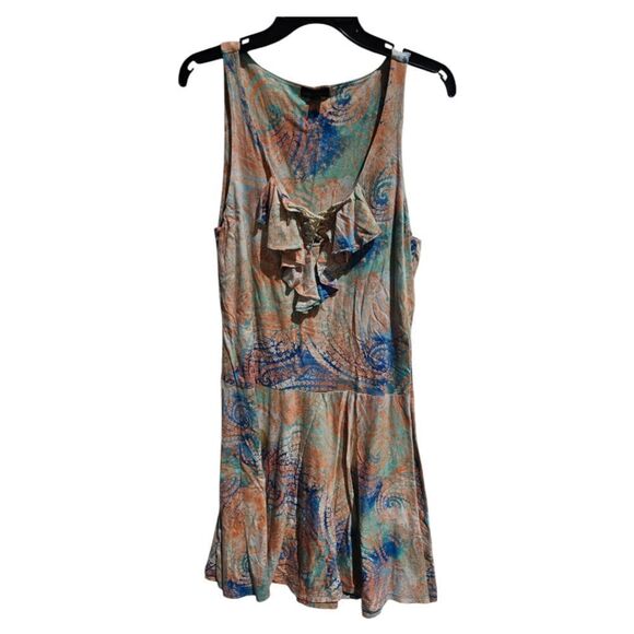 LRL RALPH LAUREN JEANS CO Paisley Sleeveless Ruffle Dress - Size Large - Picture 1 of 7